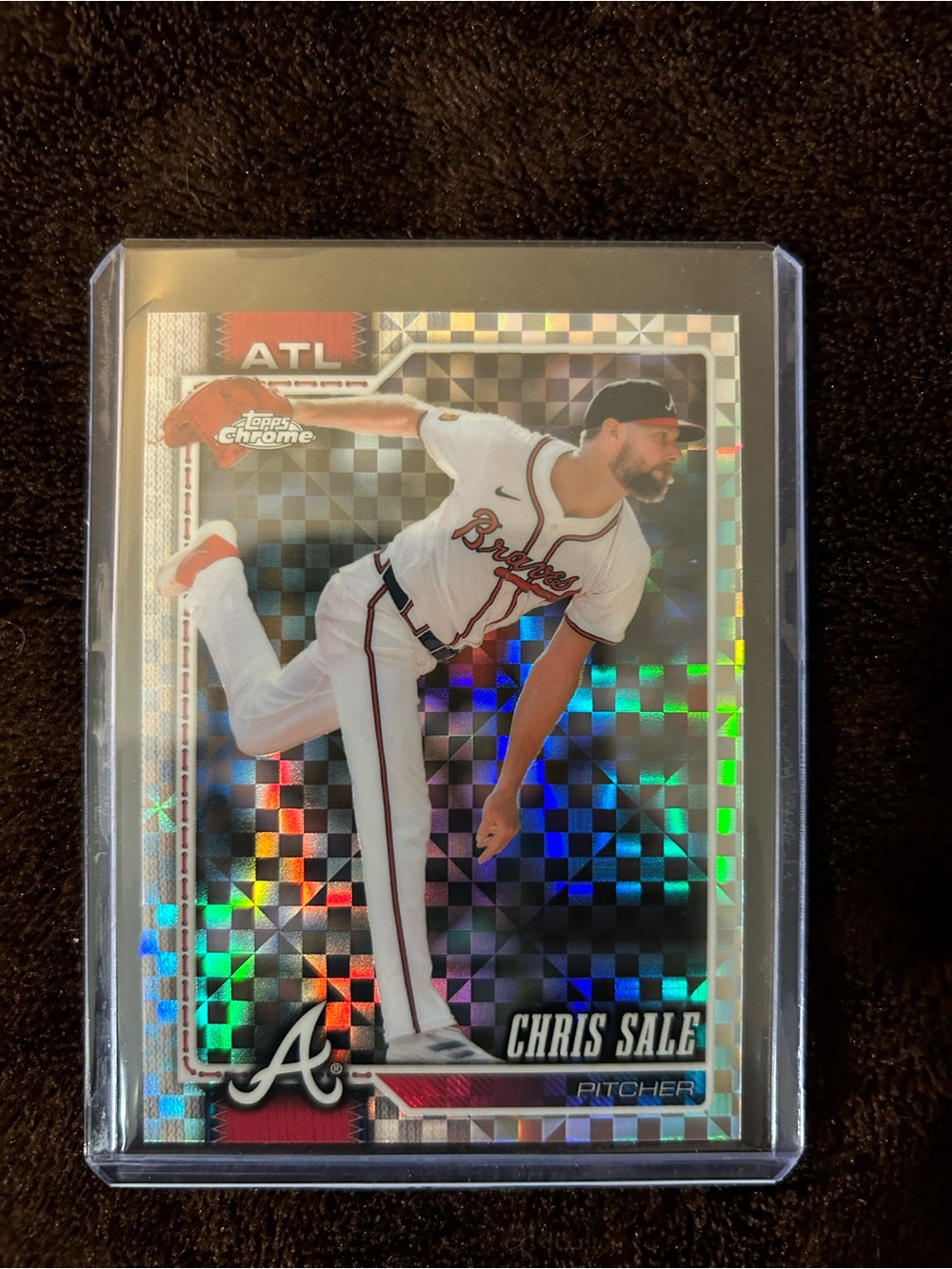 Topps Chrome Atlanta Braves Card - Red, White, Black, Silver Holographic